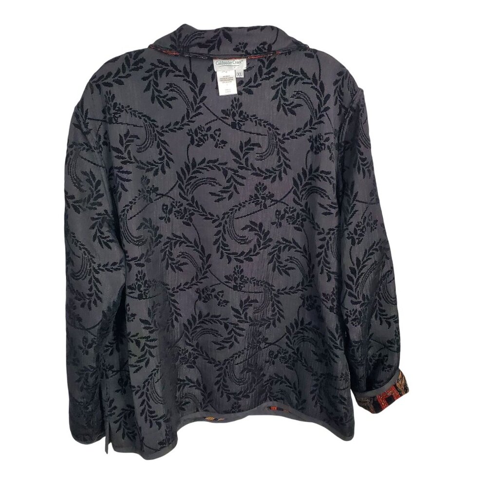 Coldwater Creek Size XL Jacket Reversible Tapestry Jacquard Chenille Velvety Art - Picture 6 of 15
